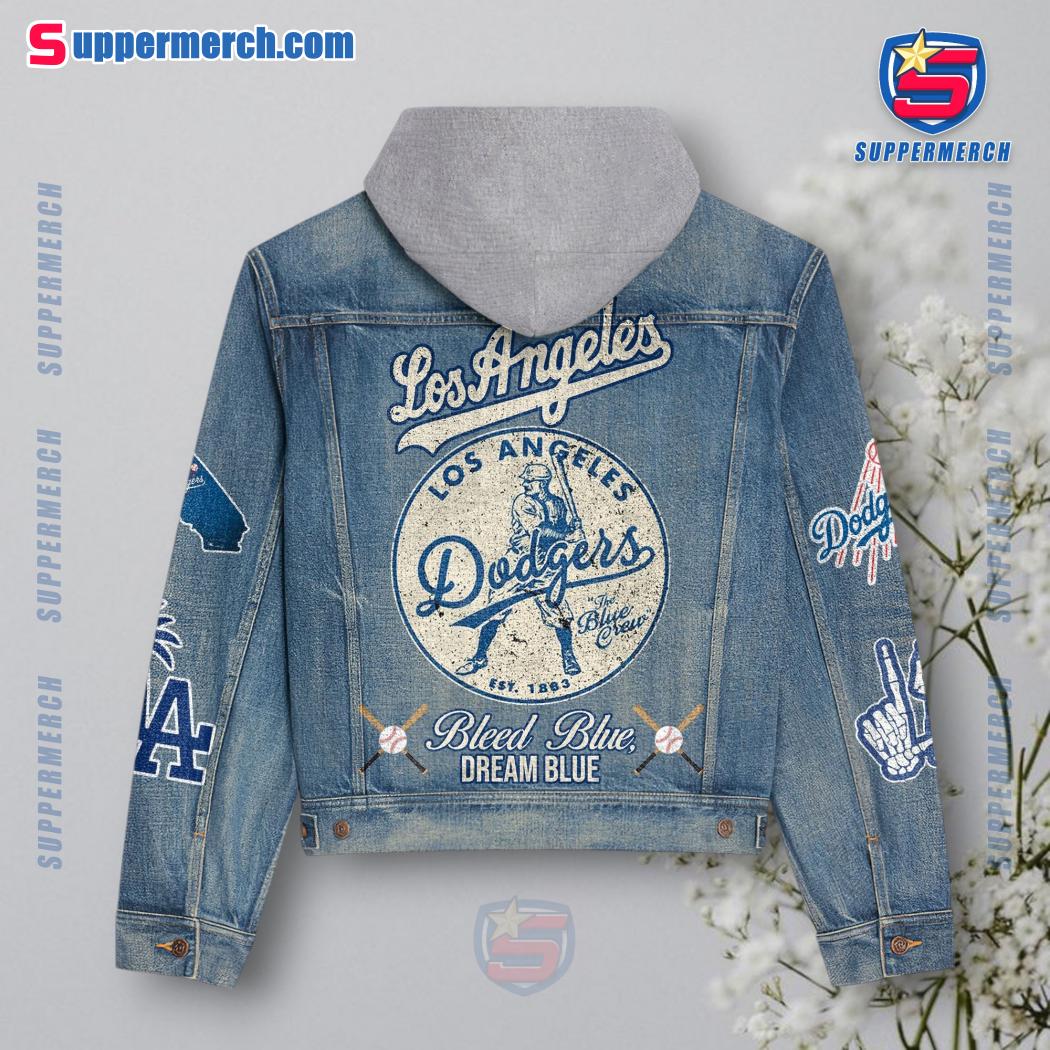 Los Angeles Dodgers Bleed Blue Dream Blue Jean Hoodie Jacket b