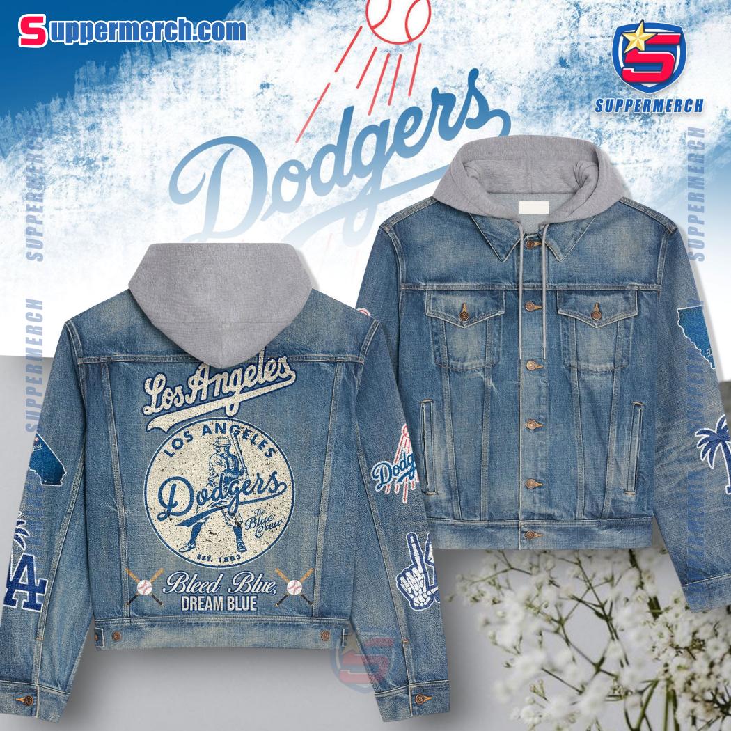 Los Angeles Dodgers Bleed Blue Dream Blue Jean Hoodie Jacket