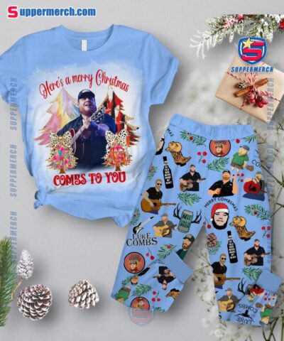 Luke Combs Here's A Merry Christmas Combs To You Blue Pajamas Set NYeZIlh