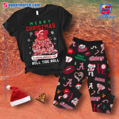 Merry Christmas Alabama Crimson Tide Roll Tide Roll Pajamas Set