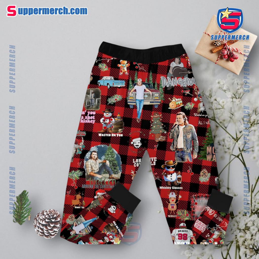 Morgan Wallen Everybody's Singin' All The Bells Are Ringin' Out And It's Christmas All Over Again Plaid Pajamas Set-a DraRuxU