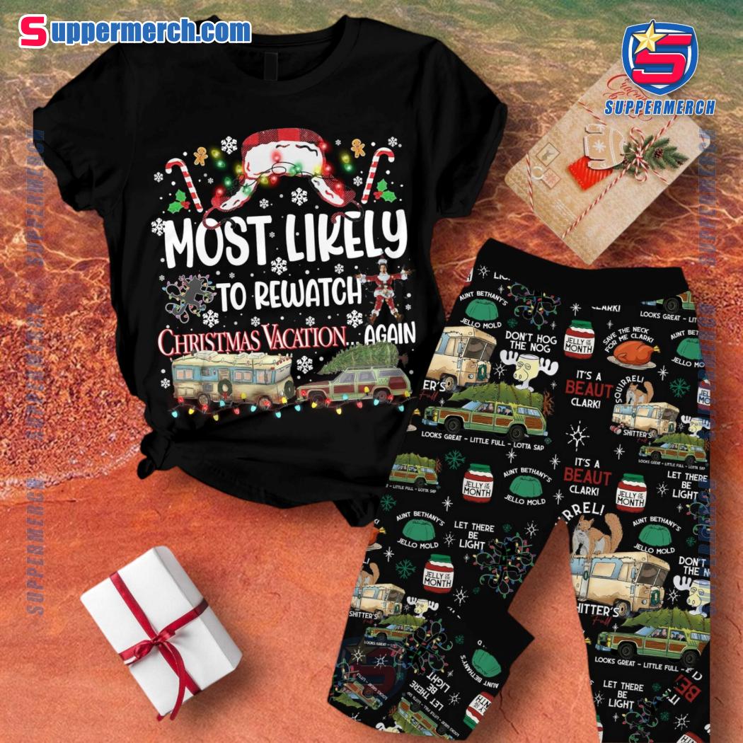 Most Likely To Rewatch Christmas Vacation Again Pajamas Set