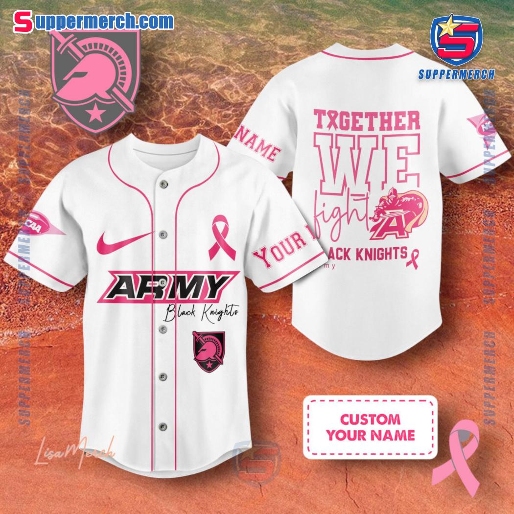NCAA Army Black Knights Together We Fight Breast Cancer Awareness Personalized Baseball Jersey