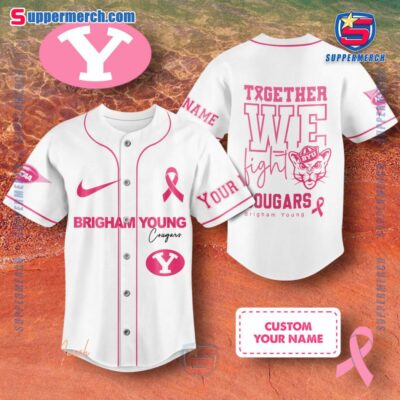 NCAA Brigham Young Together We Fight Breast Cancer Awareness Personalized Baseball Jersey