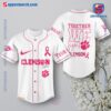 NCAA Clemson Tigers Together We Fight Breast Cancer Awareness Personalized Baseball Jersey a