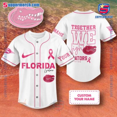 NCAA Florida Gators Together We Fight Breast Cancer Awareness Personalized Baseball Jersey
