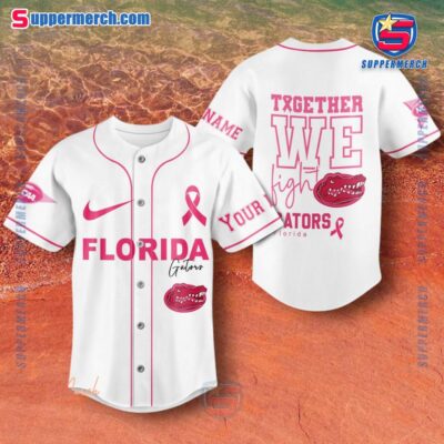 NCAA Florida Gators Together We Fight Breast Cancer Awareness Personalized Baseball Jersey a