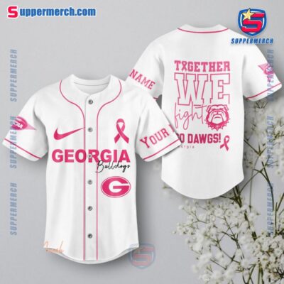 NCAA Georgia Bulldogs Together We Fight Breast Cancer Awareness Personalized Baseball Jersey a