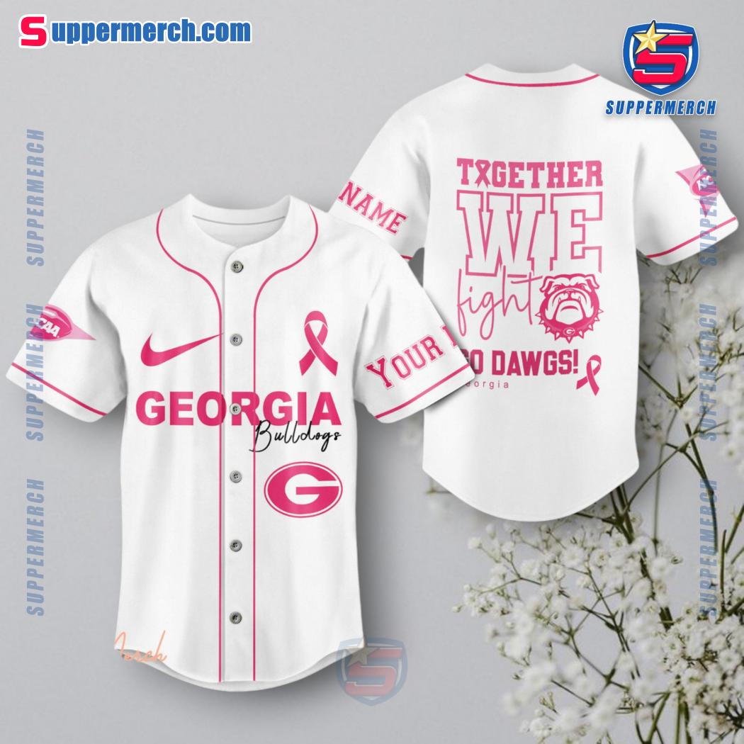 NCAA Georgia Bulldogs Together We Fight Breast Cancer Awareness Personalized Baseball Jersey a