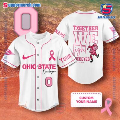 NCAA Ohio State Buckeyes Together We Fight Breast Cancer Awareness Personalized Baseball Jersey