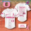 NCAA Oregon Ducks Together We Fight Breast Cancer Awareness Personalized Baseball Jersey