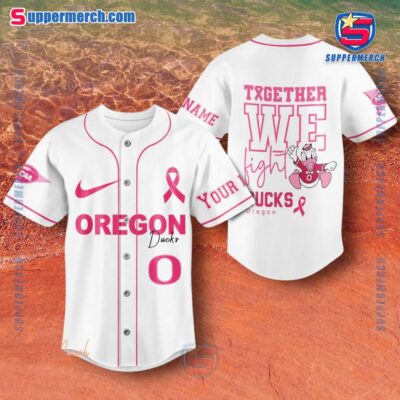 NCAA Oregon Ducks Together We Fight Breast Cancer Awareness Personalized Baseball Jersey a