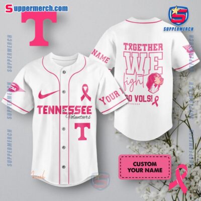 NCAA Tennessee Volunteers Together We Fight Breast Cancer Awareness Personalized Baseball Jersey