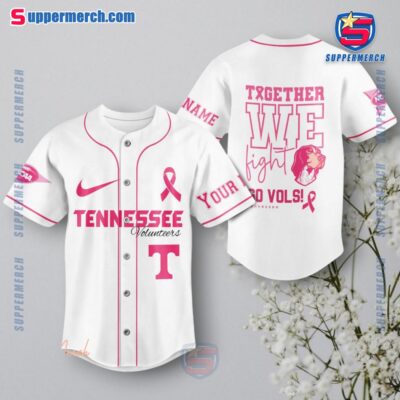 NCAA Tennessee Volunteers Together We Fight Breast Cancer Awareness Personalized Baseball Jersey a
