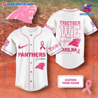 NFL Carolina Panthers Together We Fight Breast Cancer Awareness Personalized Baseball Jersey