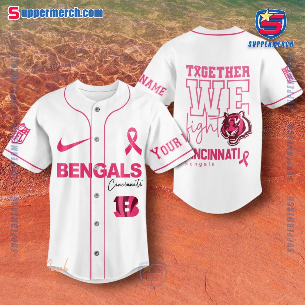 NFL Cincinnati Bengals Together We Fight Breast Cancer Awareness Personalized Baseball Jersey a