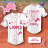 NFL Detroit Lions Together We Fight Breast Cancer Awareness Personalized Baseball Jersey
