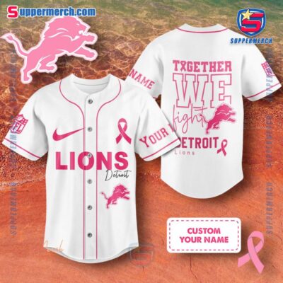 NFL Detroit Lions Together We Fight Breast Cancer Awareness Personalized Baseball Jersey