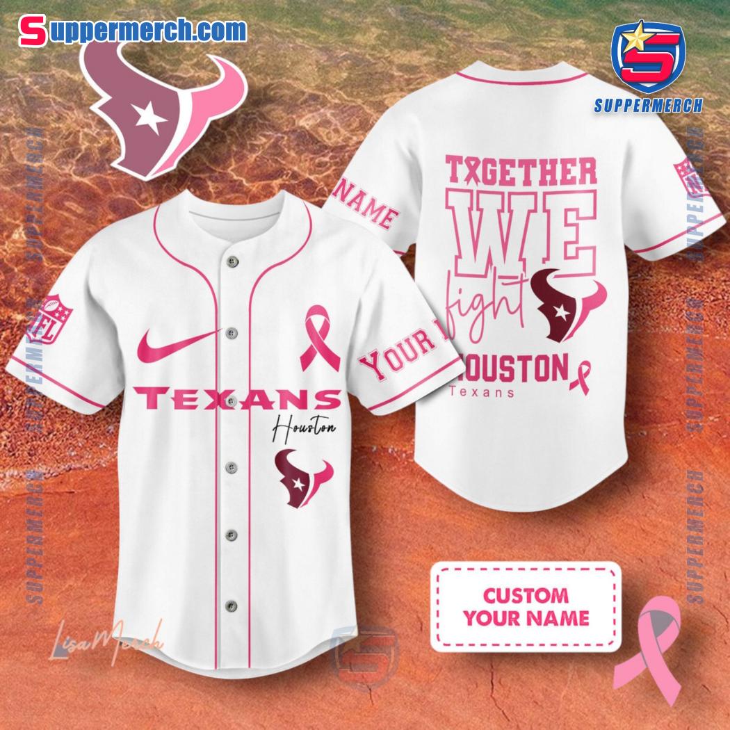 NFL Houston Texans Together We Fight Breast Cancer Awareness Personalized Baseball Jersey