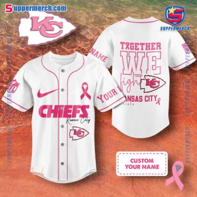 NFL Kansas City Chiefs Together We Fight Breast Cancer Awareness Personalized Baseball Jersey