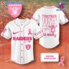 NFL Las Vegas Raiders Together We Fight Breast Cancer Awareness Personalized Baseball Jersey