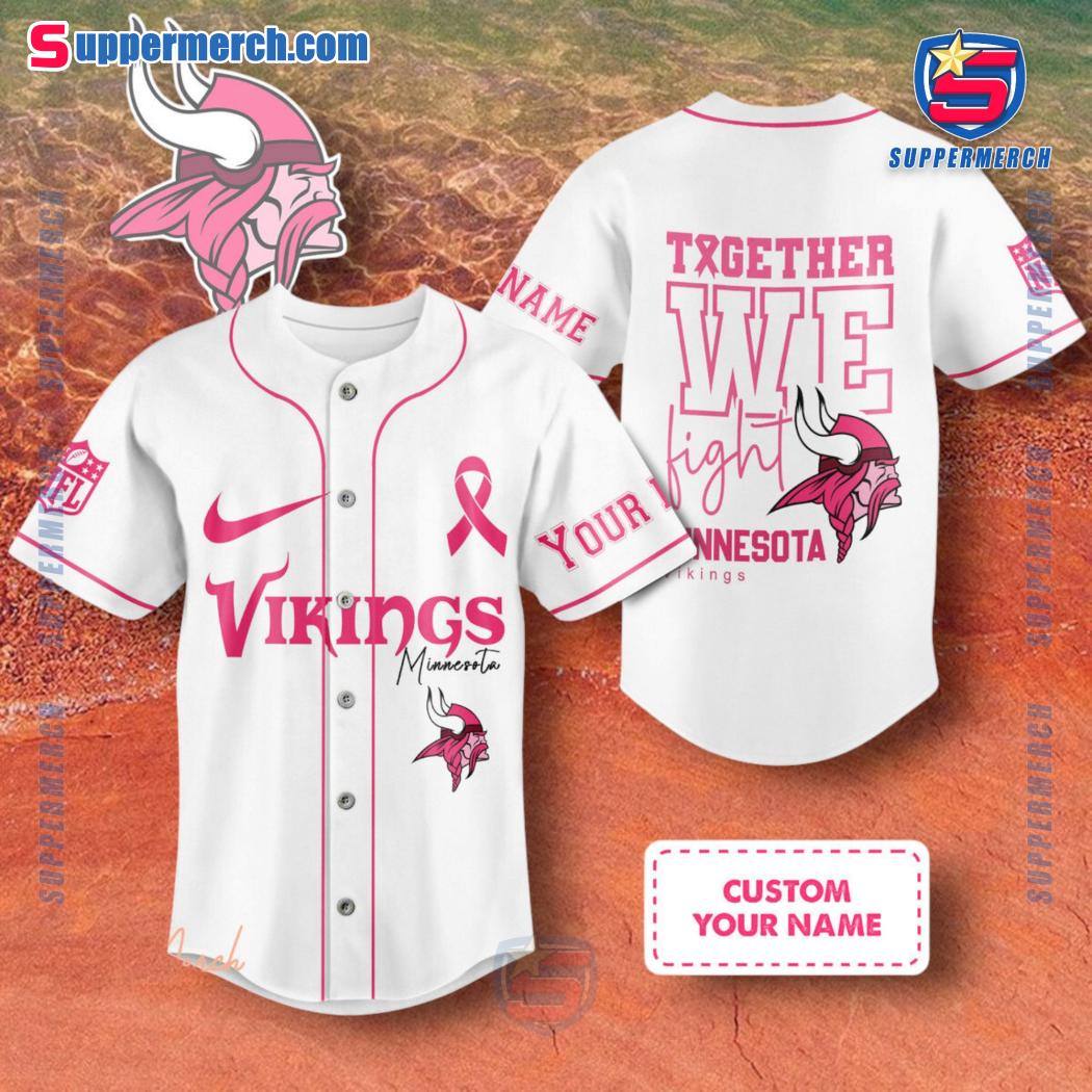 NFL Minnesota Vikings Together We Fight Breast Cancer Awareness Personalized Baseball Jersey