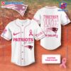 NFL New England Patriots Together We Fight Breast Cancer Awareness Personalized Baseball Jersey