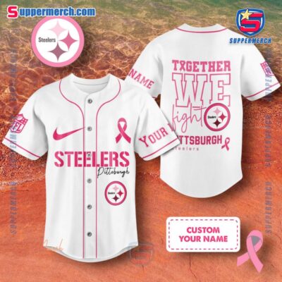 NFL Pittsburgh Steelers Together We Fight Breast Cancer Awareness Personalized Baseball Jersey