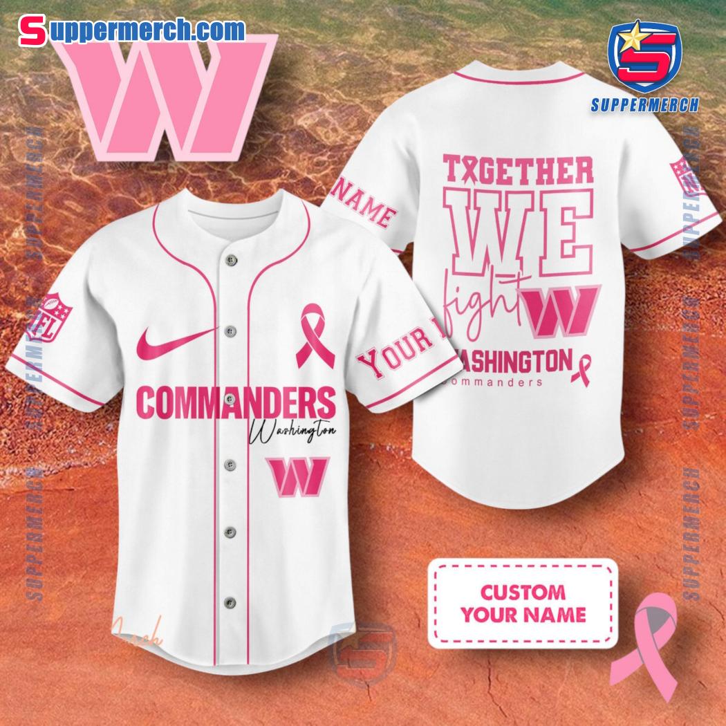 NFL Washington Commanders Together We Fight Breast Cancer Awareness Personalized Baseball Jersey