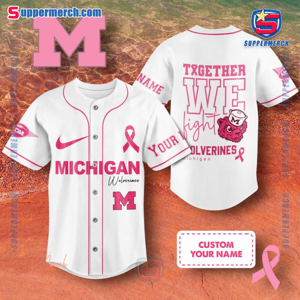 Ncaa Michigan Wolverines Together We Fight Breast Cancer Awareness Personalized Baseball Jersey