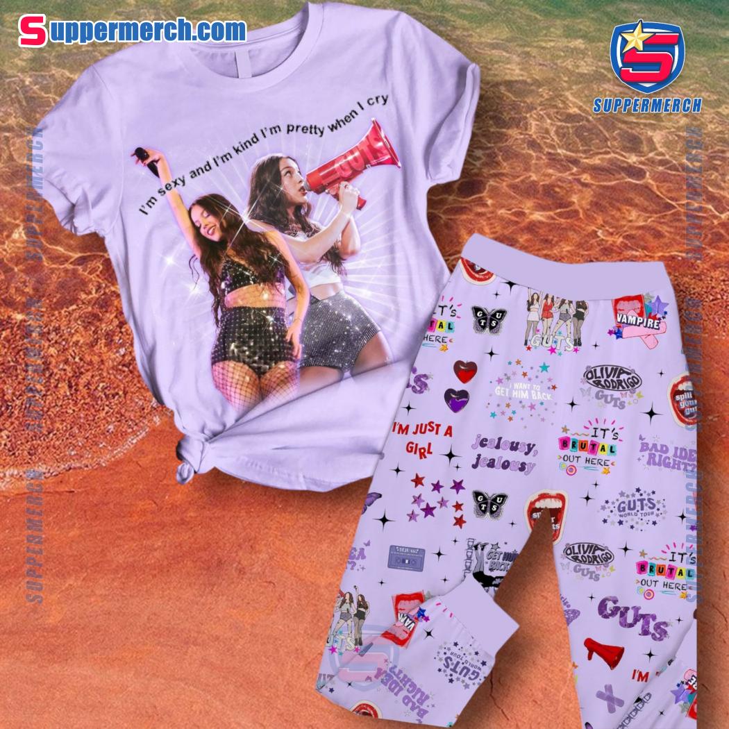 Olivia Rodrigo I'm Sexy And I'm Kind Pretty When I Cry Pajamas Set