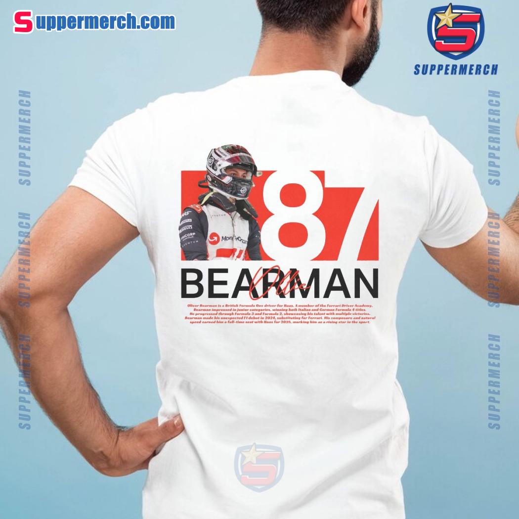Ollie Bearman Racing Driver Number 87 Graphic Unisex T-shirt 2ArbROT
