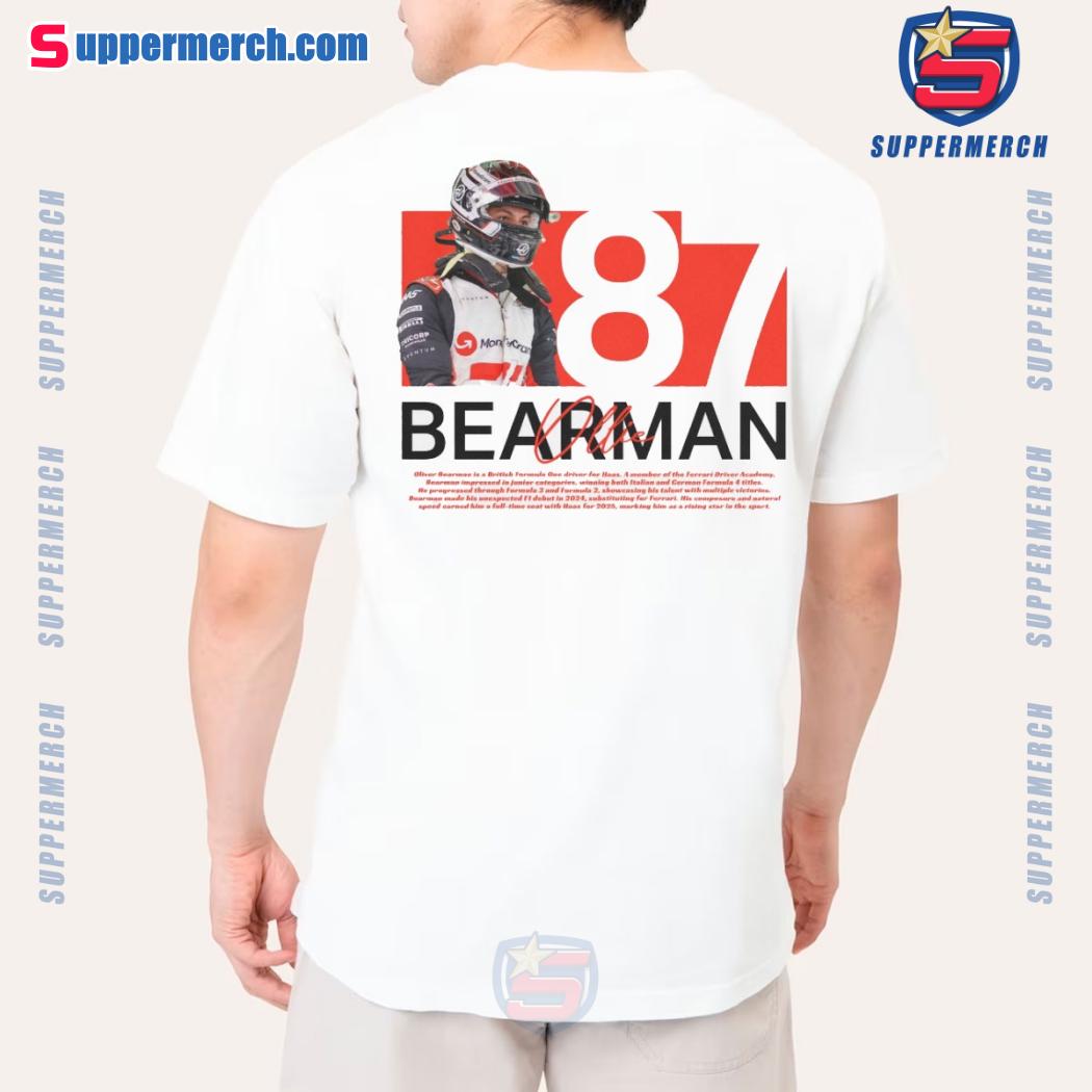 Ollie Bearman Racing Driver Number 87 Graphic Unisex T-shirt-a V734swe