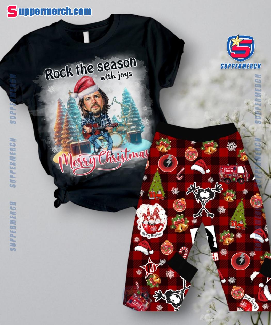 Pearl Jam Eddie Vedder Rock The Season With Joys Merry Christmas Pajamas Set deWmw8X
