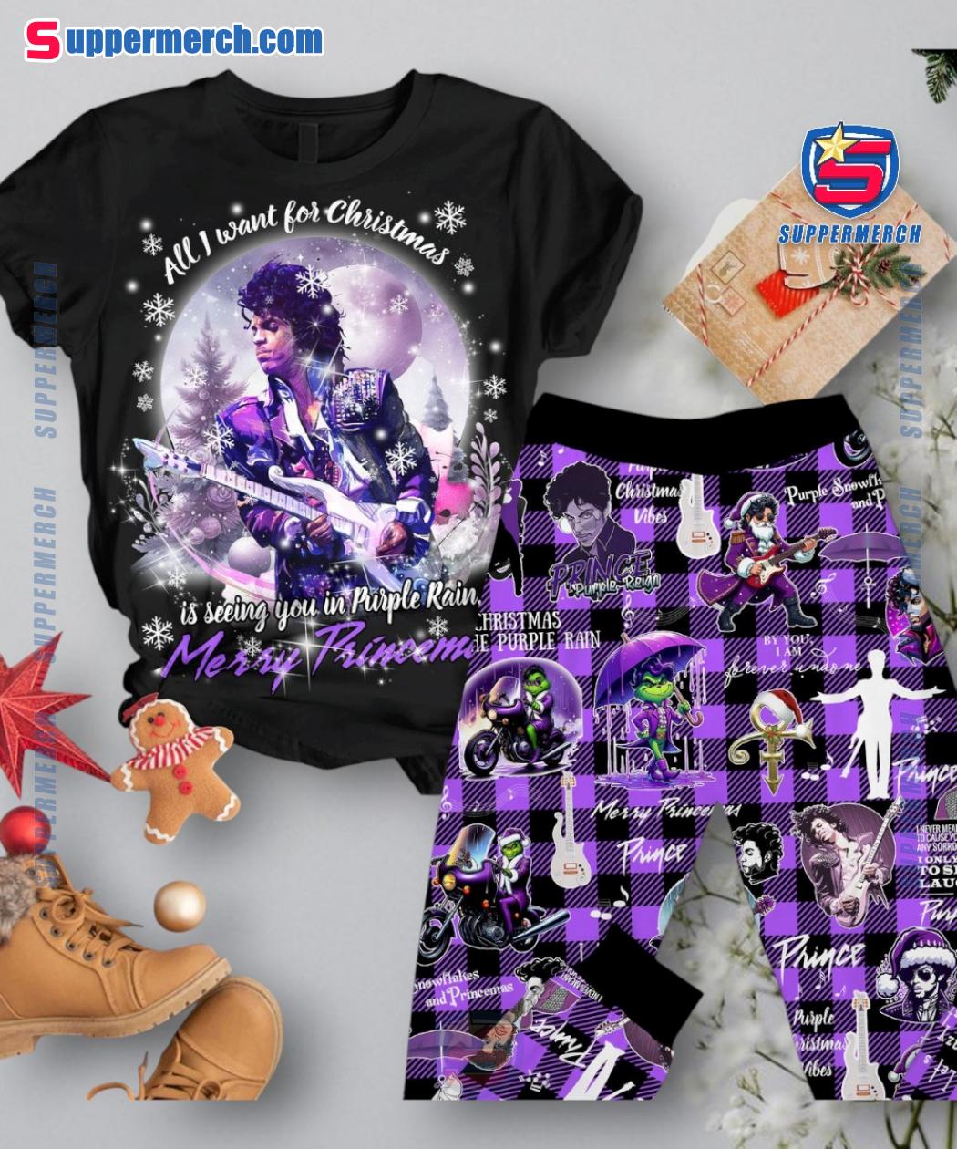 Purple Rain Merry Princemas Plaid Pajamas Set xLa6csC