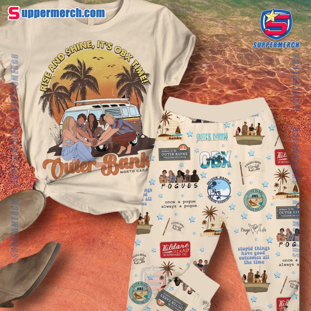 Rise And Shine It's Obx Time Outer Bank North Carolina Pajamas Set Hy1RfIZ
