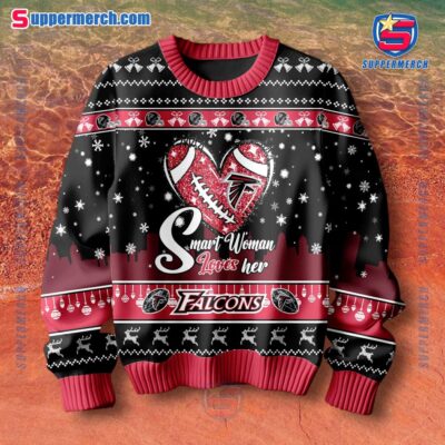 Smart Woman Loves Her Atlanta Falcons Christmas Holiday Sweater a