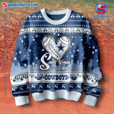 Smart Woman Loves Her Dallas Cowboys Christmas Holiday Sweater a