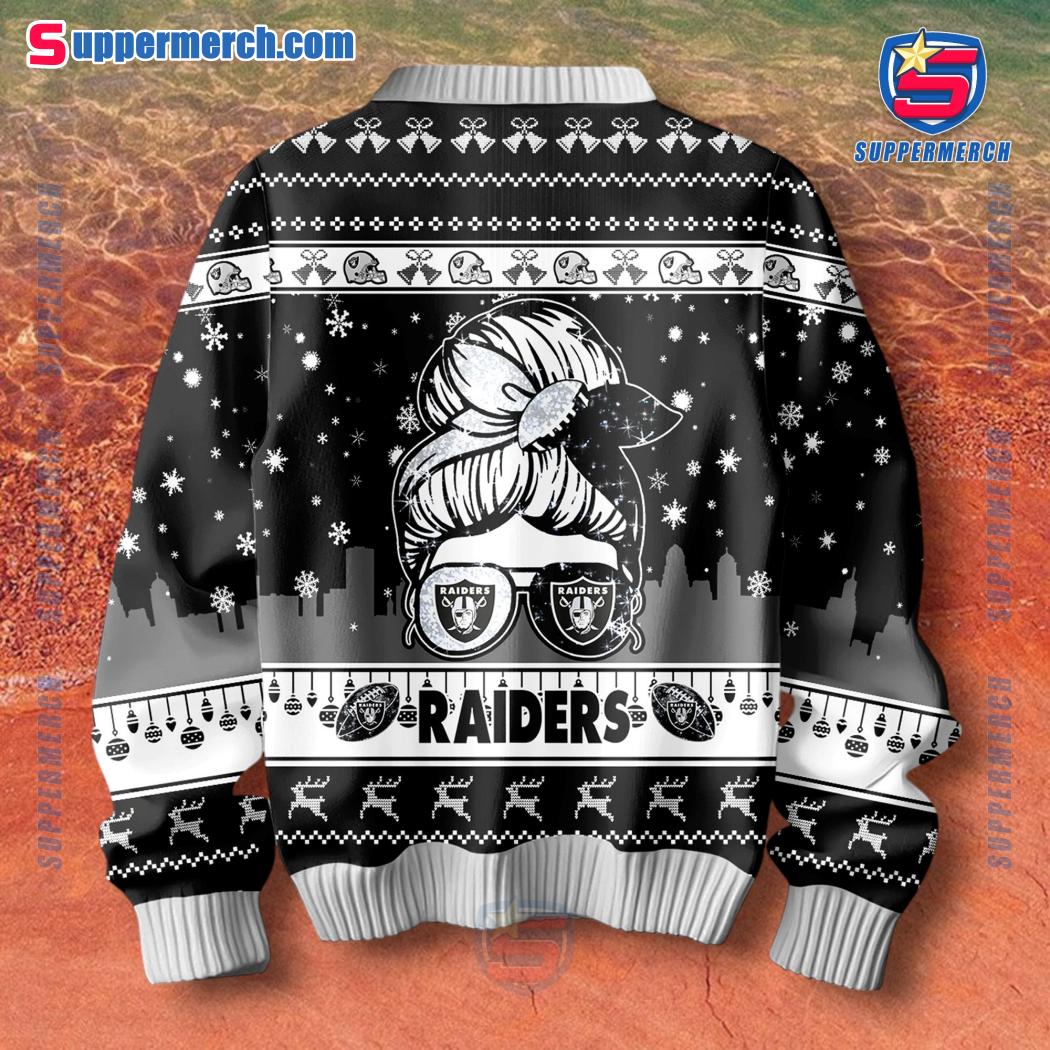 Smart Woman Loves Her Las Vegas Raiders Christmas Holiday Sweater b
