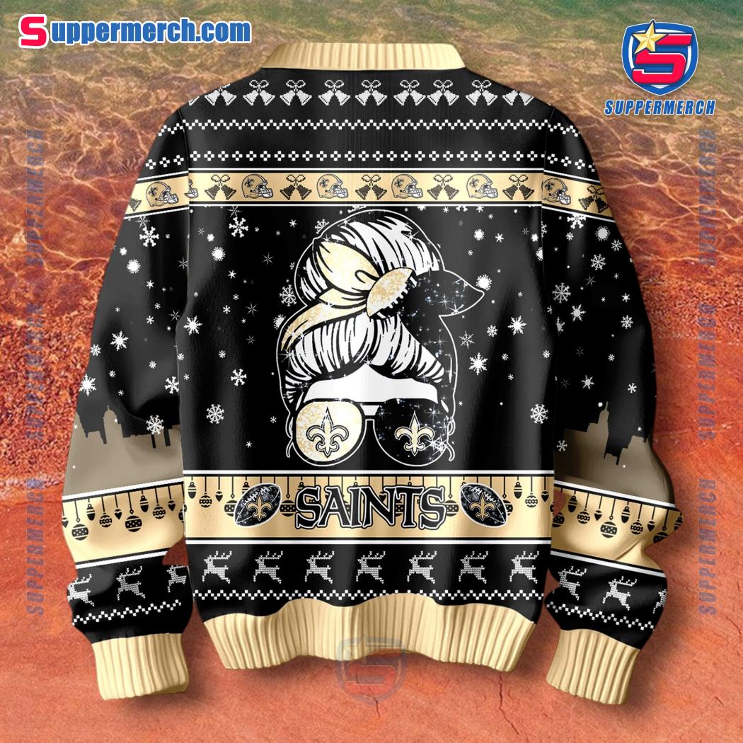 Smart Woman Loves Her New Orleans Saints Christmas Holiday Sweater b