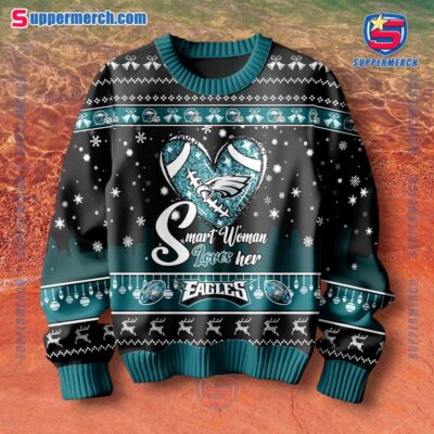 Smart Woman Loves Her Philadelphia Eagles Christmas Holiday Sweater a