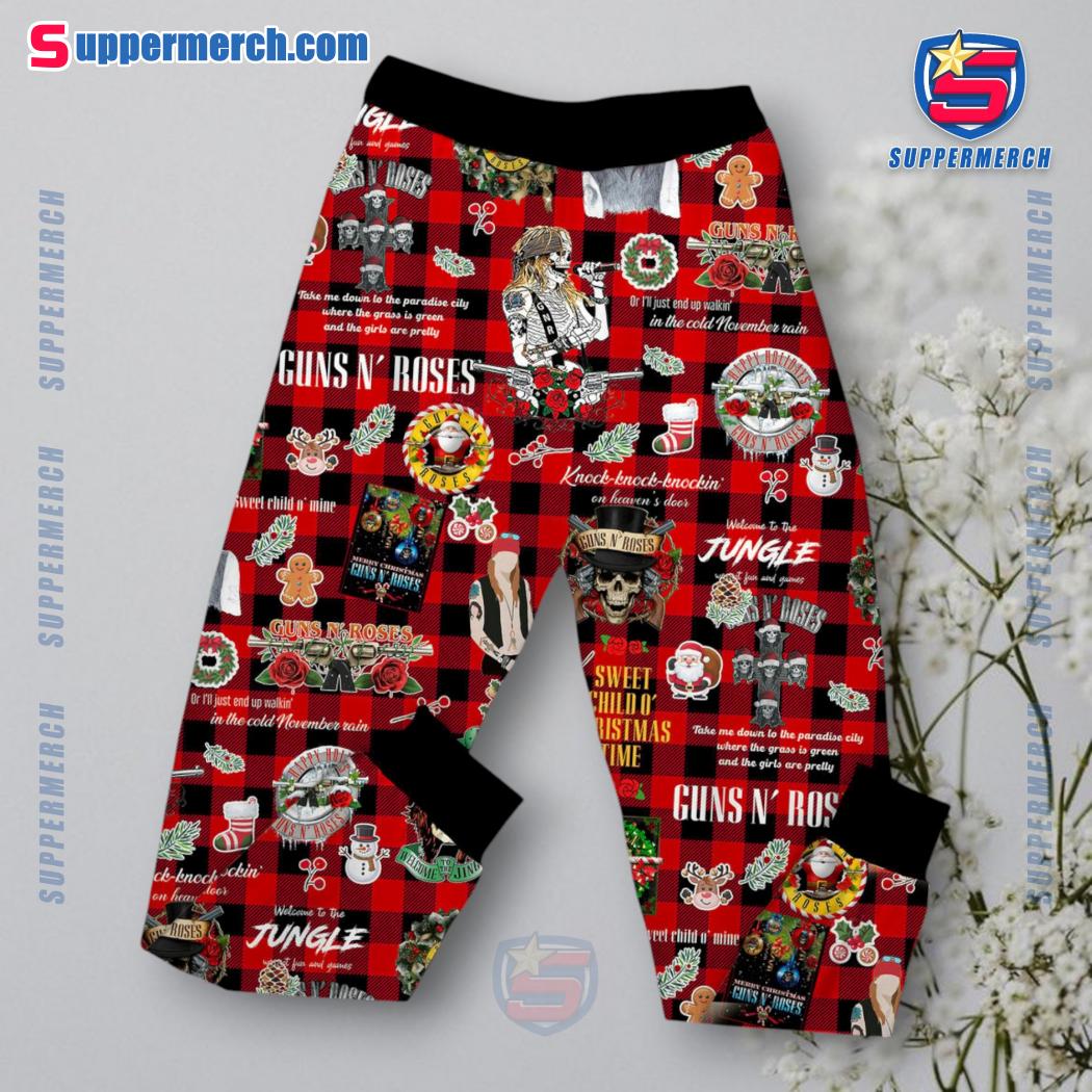 Sweet Child O' Christmas Time Guns N' Roses Plaid Pajamas Set-b GY1kv45