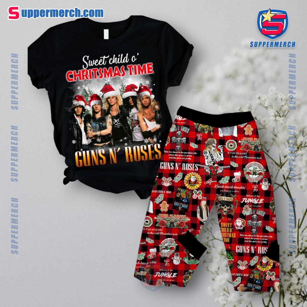 Sweet Child O' Christmas Time Guns N' Roses Plaid Pajamas Set TSP5wu4