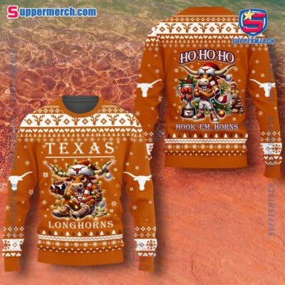 Texas Longhorns Hook Em Horns Christmas Sweater