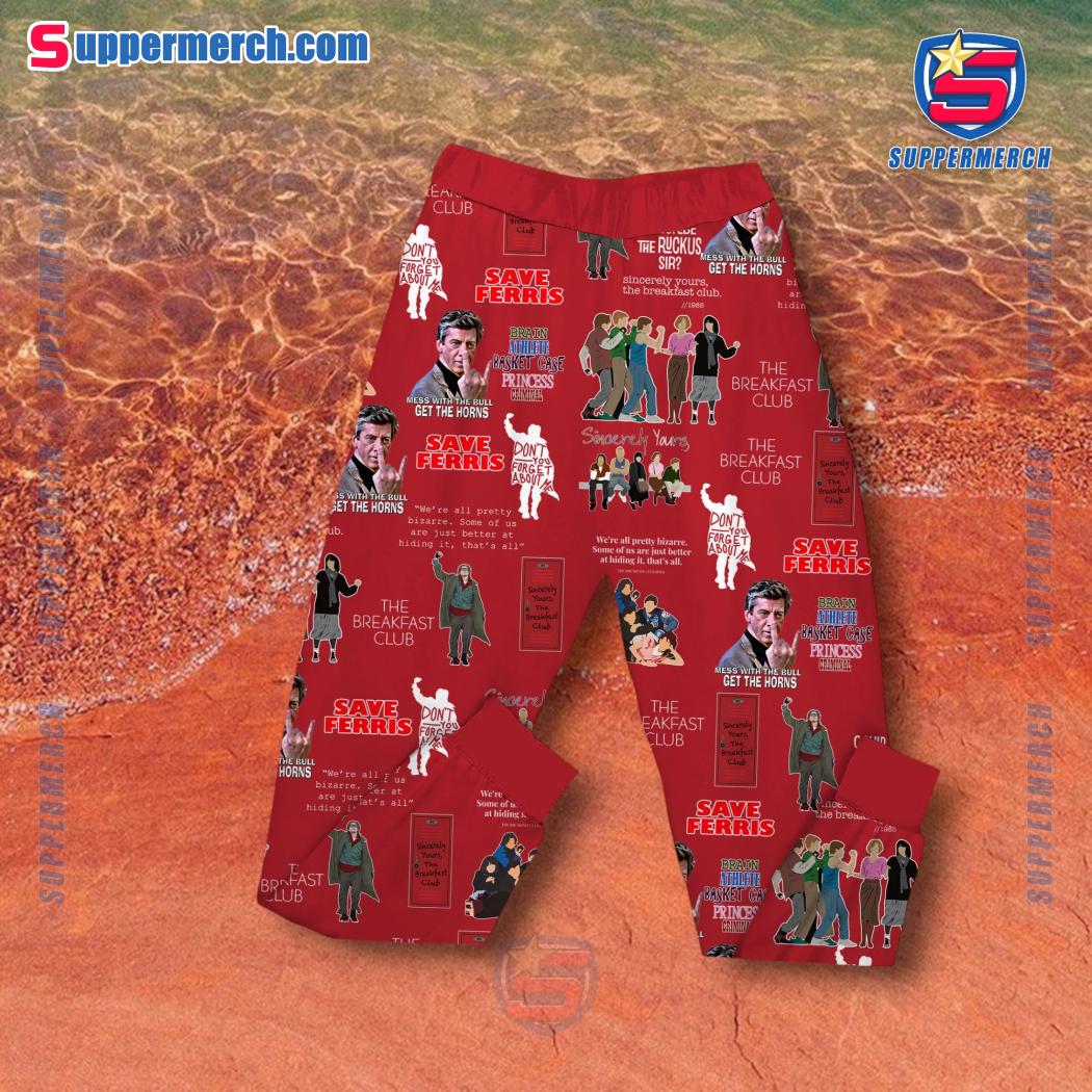 The Breakfast Club Don't You Forget About Me Red Pajamas Set b