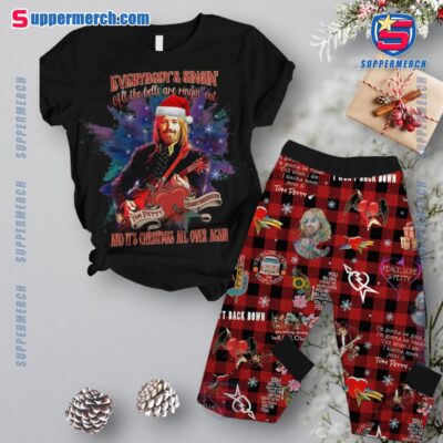Tom Petty Everybody's Singin' All The Bells Are Ringin' Out And It's Christmas All Over Again Plaid Pajamas Set AZlhXwx