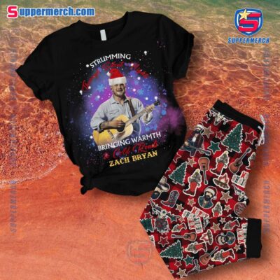 Zach Bryan Strumming Through Silent Night Bringing Warmth To Cold Roads Pajamas Set vKLbMC1