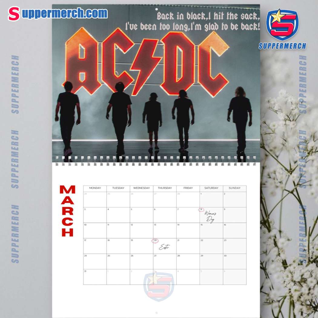 Acdc Wall Hanging Calendar 2025-x XYz34Jf
