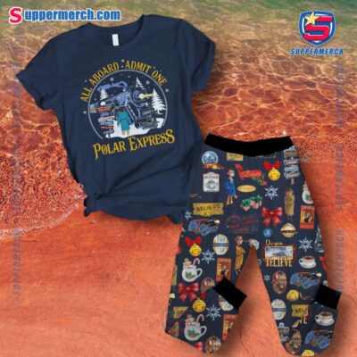 All Aboard Admit One Polar Express Pajamas Set smjVThX