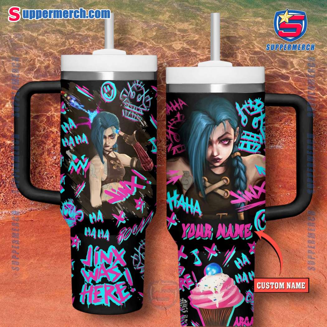 Arcane League Of Legends Jinx Was Here Personalized 40oz Tumbler With Handle KqjzsM8